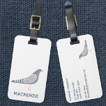 Pigeon Personalised Luggage Tag<br><div class="desc">A fun pigeon. Perfect for bird fanciers,  pigeon racers or anyone else who loves these characterful creatures.  Original art by Nic Squirrell.  Change the name and details to customise.</div>