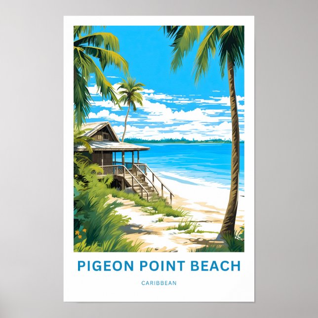 Pigeon Point Beach Caribbean Travel Print (Front)