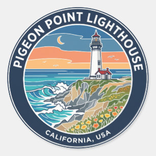 Pigeon Point Lighthouse USA Classic Round Sticker
