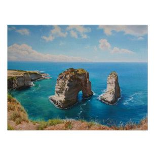 Pigeon Rocks, Beirut – Coastal Serenity Poster