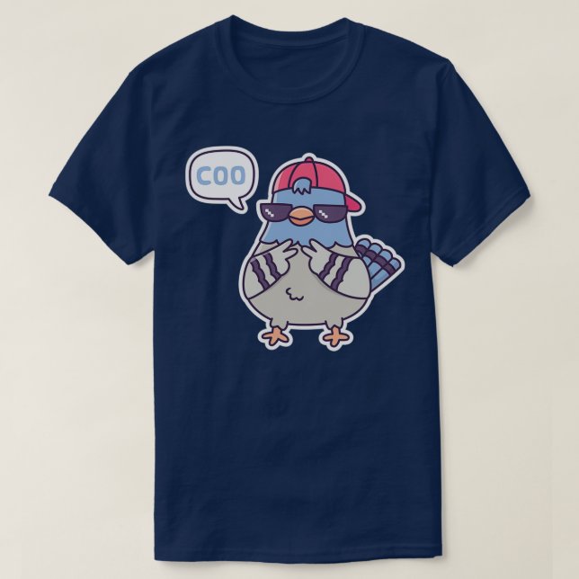 Pigeon Says Coo Funny T-Shirt (Design Front)