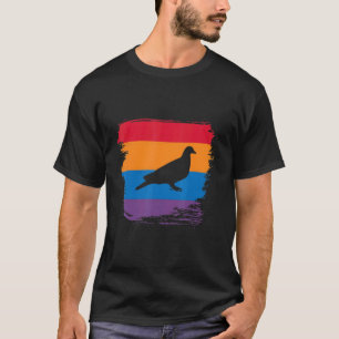 Pigeon Shadow Silhouette With Colourful Flag T-Shirt