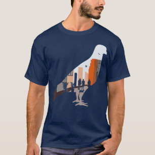 Pigeon T Shirt Cat Plant Buildings in City Women