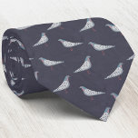 Pigeon Tie<br><div class="desc">A suspicious looking pigeon pattern on a dark blue background. Perfect for bird fanciers,  pigeon racers or anyone else who loves these characterful creatures.  Original art by Nic Squirrell.</div>