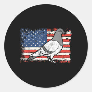 Pigeon Usa Flag Patriotic 4th Of July Aamerican Classic Round Sticker