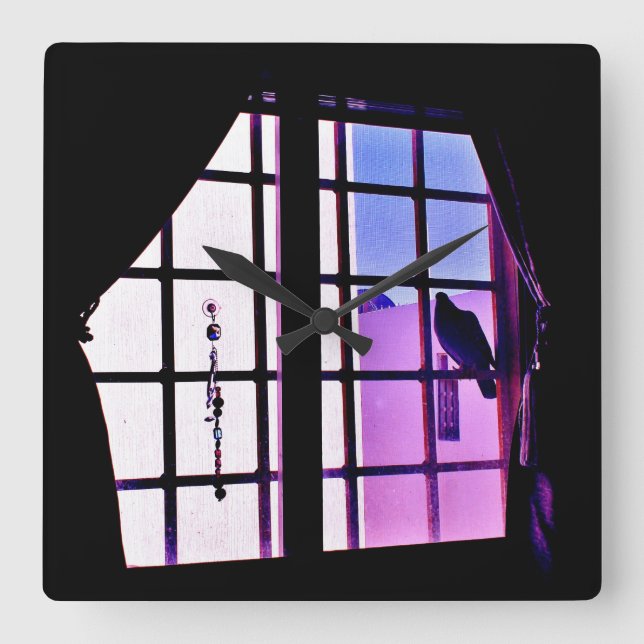 Pigeon View Square Wall Clock (Front)