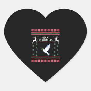 Pigeon with Christmas Bird Heart Sticker