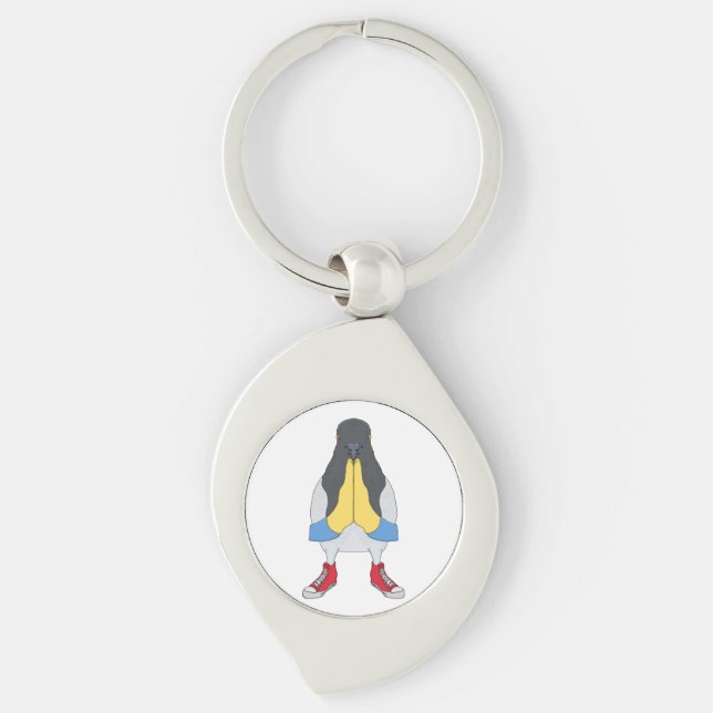 Pigeon with Shoes Key Ring (Front)