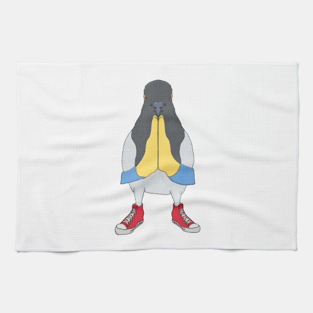 Pigeon with Shoes Tea Towel (Horizontal)