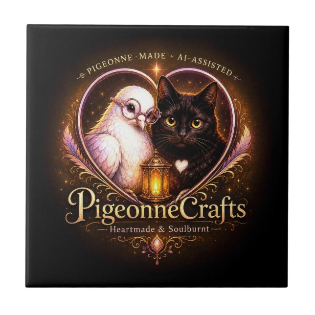 PigeonneCrafts Heartmade  Ceramic Tile (Front)