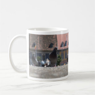 Pigeons in town coffee mug