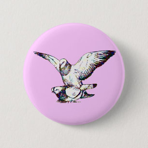 Pigeons Mating 6 Cm Round Badge