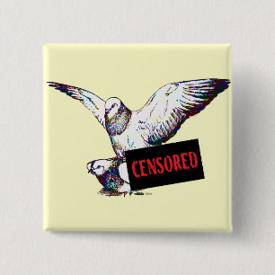 Pigeons Mating:  Censored! 15 Cm Square Badge