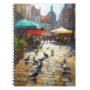 Pigeons Old Town Square Market Street Art Notebook