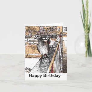 Pigeons on the bridge in Hythe Card