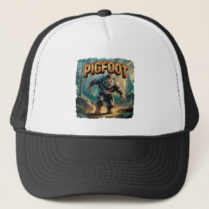 Pigfoot Illustration – Pig Bigfoot Funny Scary Trucker Hat