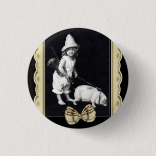 Piggy and I Vintage Photography Round Buttons