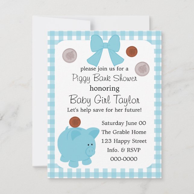 Piggy Bank Baby Shower Invitation (Front)