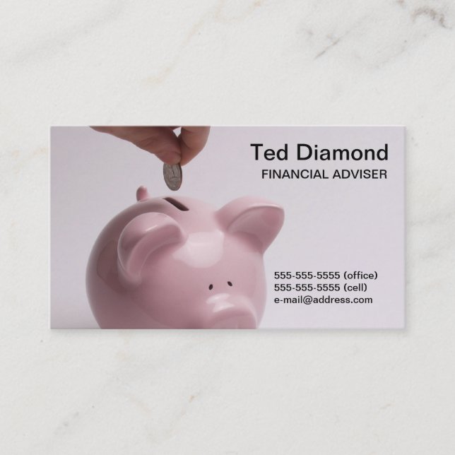 Piggy Bank Bront & Back Business Cards (Front)