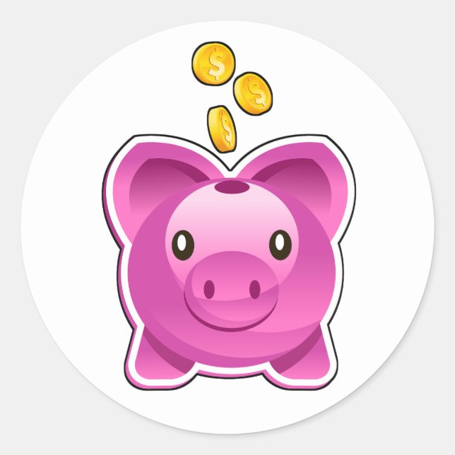 Piggy Bank Classic Round Sticker (Front)