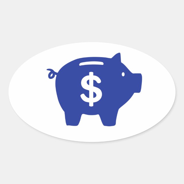 Piggy bank dollar oval sticker (Front)