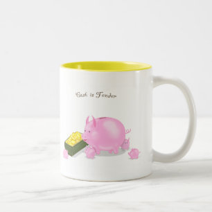 Piggy Bank Family Two-Tone Coffee Mug