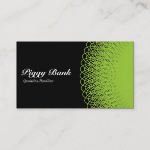 Piggy Bank - Green on Black Business Card