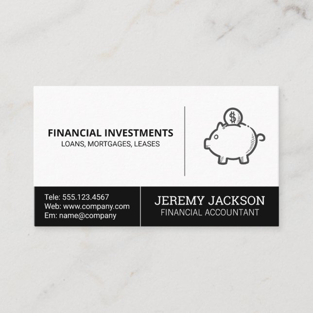 Piggy Bank | Investments Business Card (Front)