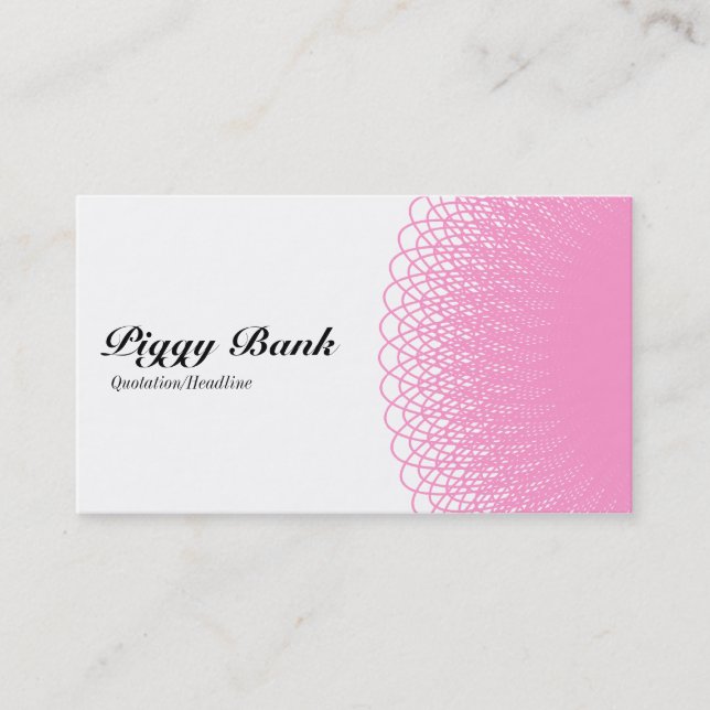 Piggy Bank - Pink and White Business Card (Front)