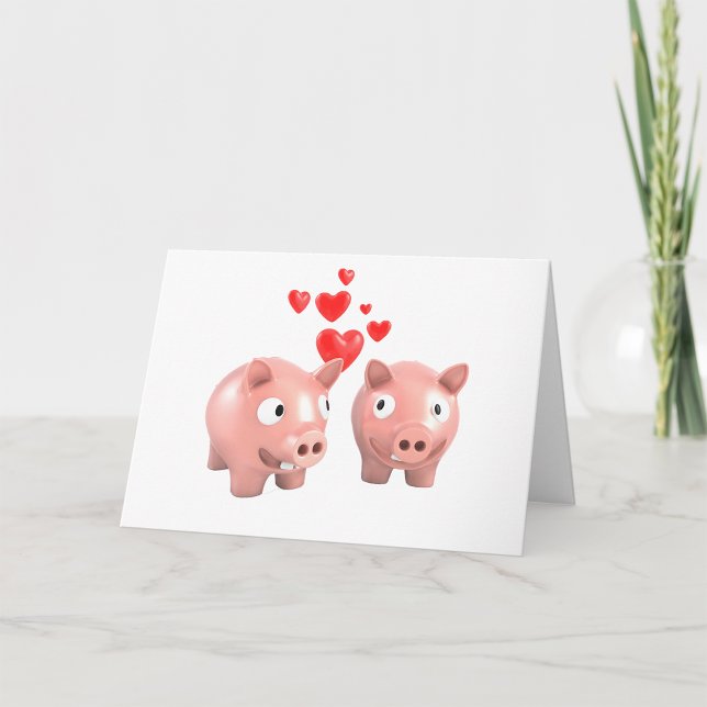 Piggy Banks In Love Greeting Cards (Creator Uploaded)