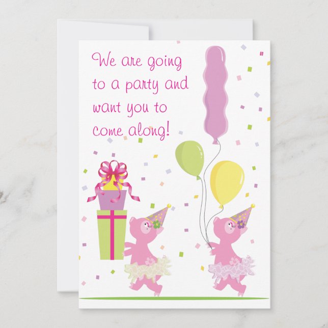 Piggy Birthday Party  Invitation - Kids (Front)