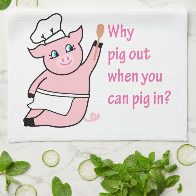 Piggy Chef Tea Towel (Folded)