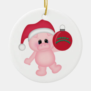 Piggy Christmas Time Ceramic Tree Decoration