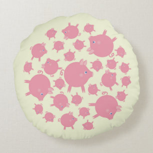 Piggy Explosion Round Pillow (yellow)