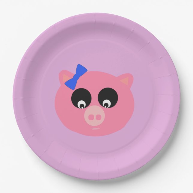 Piggy Face Paper Plates 9" (Front)
