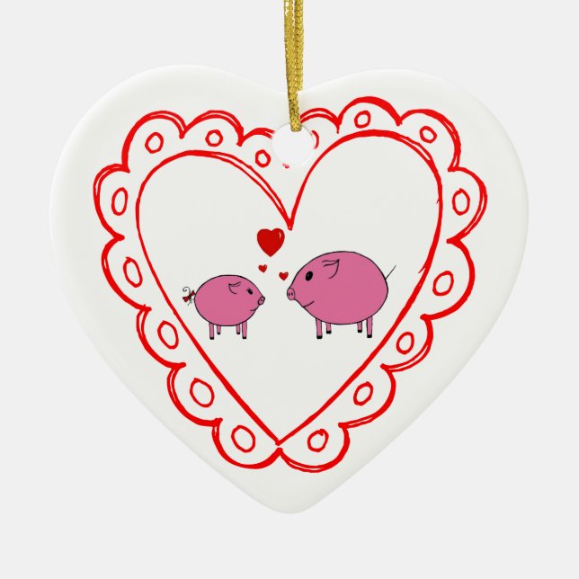 PiGgy in Love! Ceramic Tree Decoration (Front)