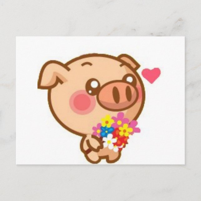 Piggy in Love Postcard (Front)