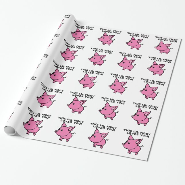 Piggy Loves You Wrapping Paper (Unrolled)