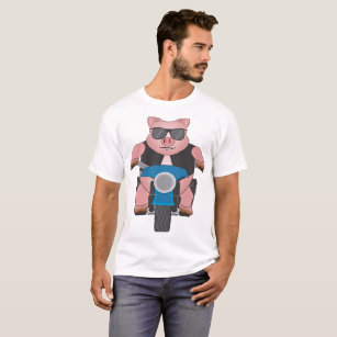 Piggy on a motorcycle: front and back T-Shirt