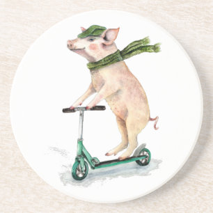 Piggy on a scooter coaster