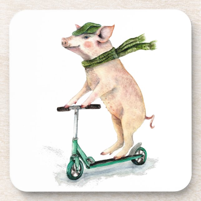 Piggy on a scooter coaster (Front)