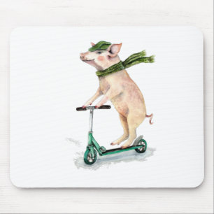 Piggy on a scooter mouse pad
