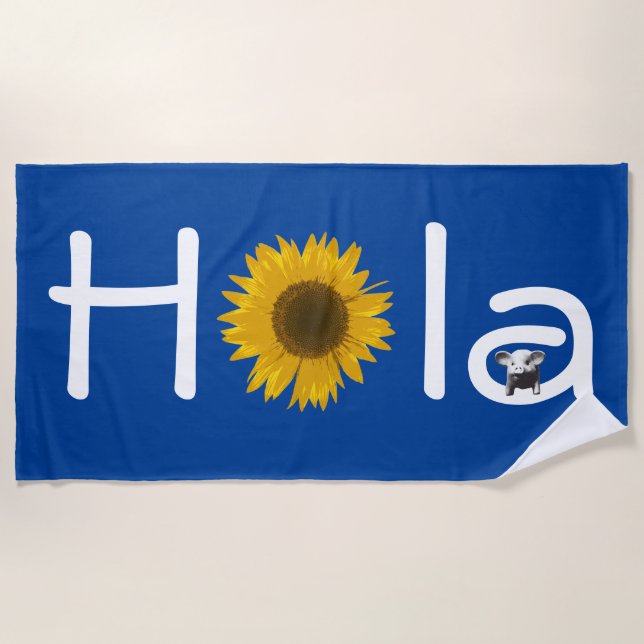 Piggy Sunflower  Beach Towel (Front)