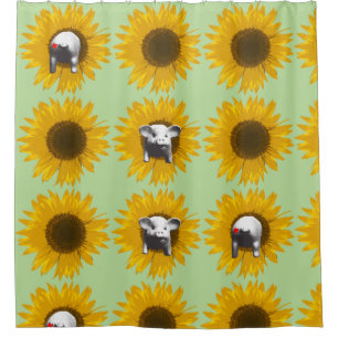 Piggy Sunflower Shower Curtain