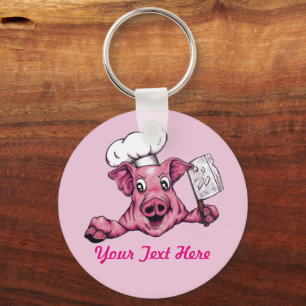 Piggy The Hamicidal Maniac Cartoon Pig Chef Art Key Ring