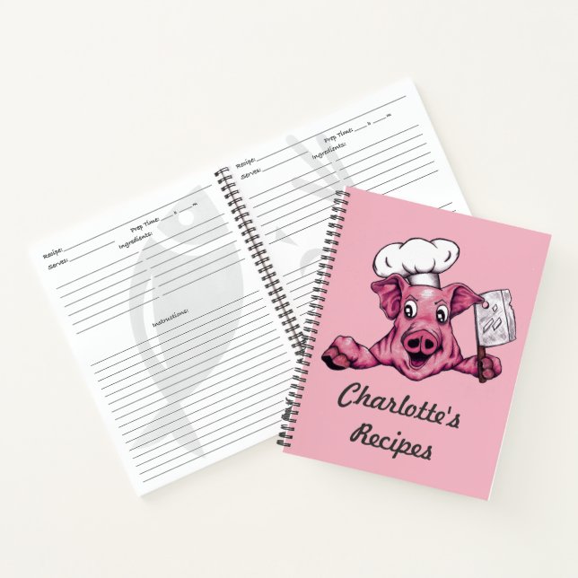 Piggy The Hamicidal Maniac Cartoon Pig Chef Art Notebook (Inside)