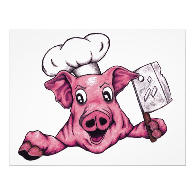 Piggy The Hamicidal Maniac Cartoon Pig Chef Art Photo Print (Front)