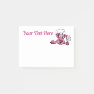 Piggy The Hamicidal Maniac Cartoon Pig Chef Art Post-it Notes