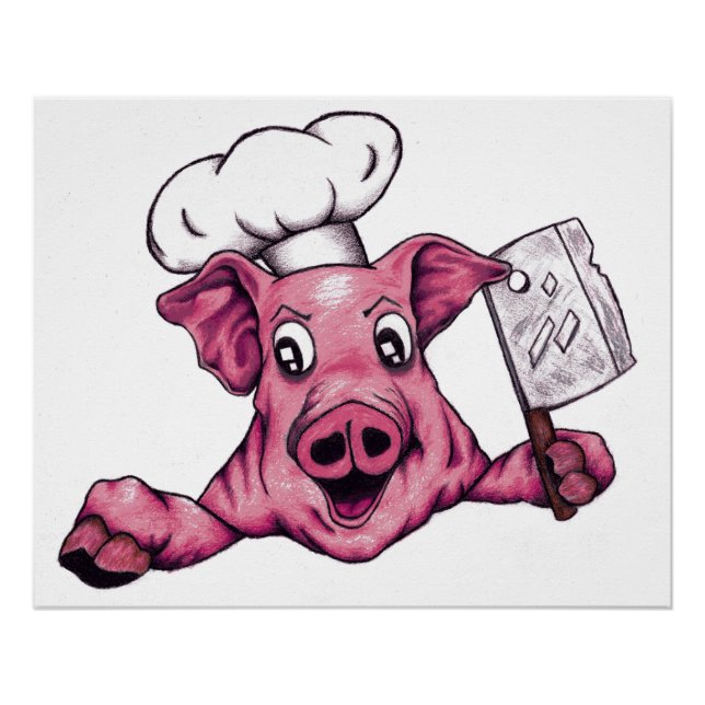 Piggy The Hamicidal Maniac Cartoon Pig Chef Art Poster (Front)