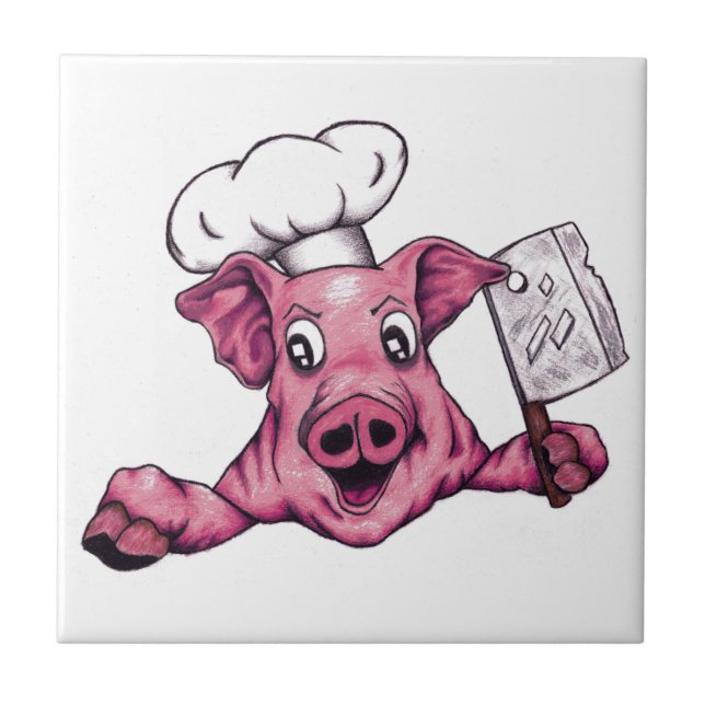 Piggy The Hamicidal Maniac Crazy Chef Pig Art Tile (Front)